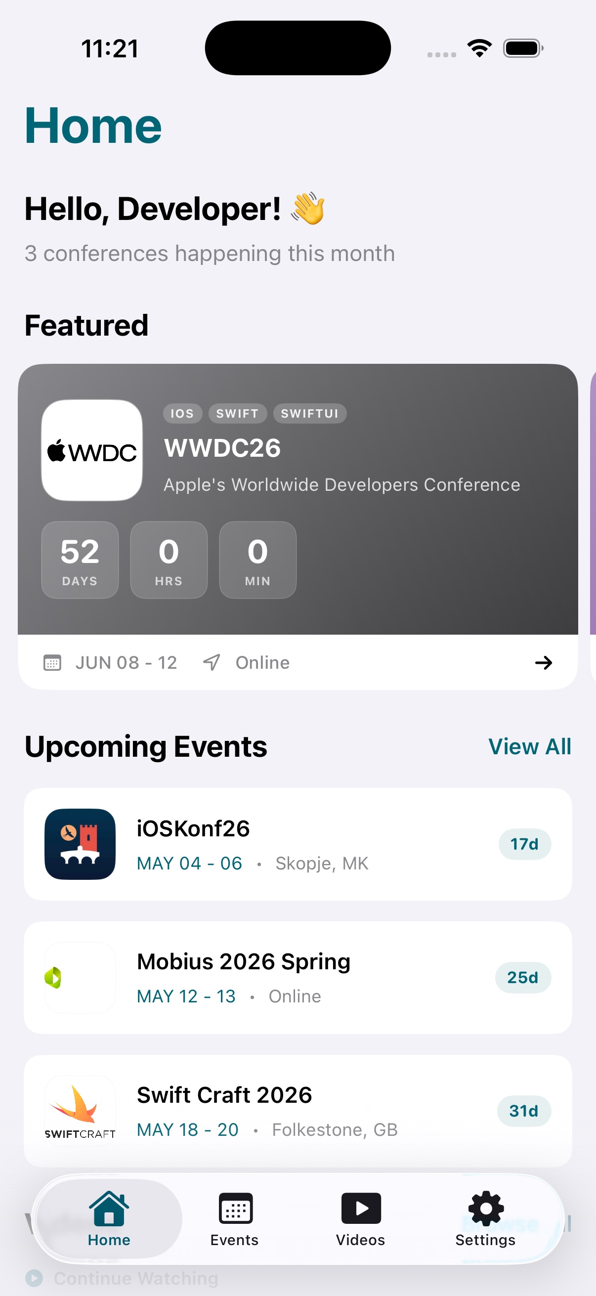 App Home Screen