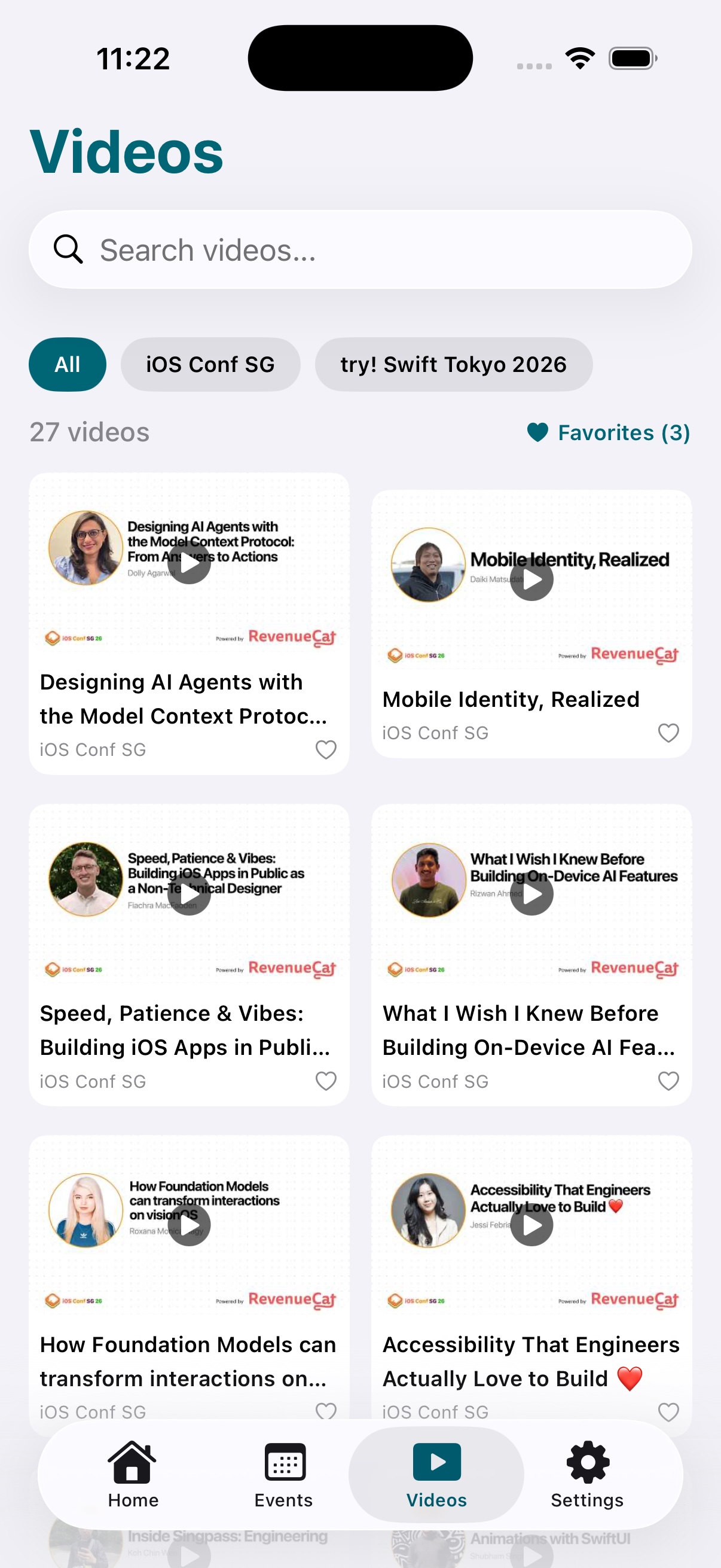 App Videos Screen